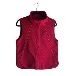 GapFit Red Fleece Vest Women’s Small Snap Front Pockets Athleisure